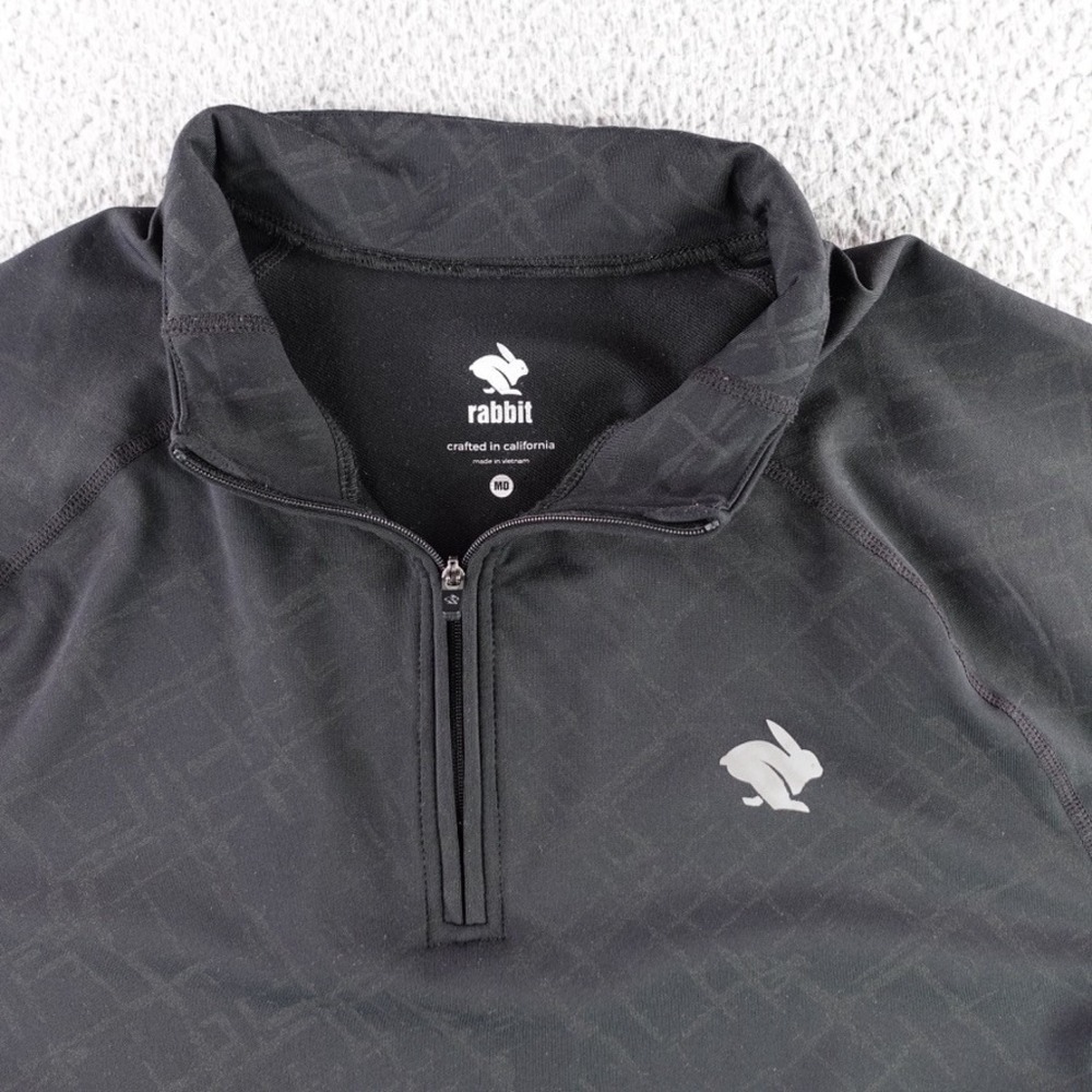 Rabbit Running Sweater Men Medium Black 1/4 Zip Pullover California Shirt